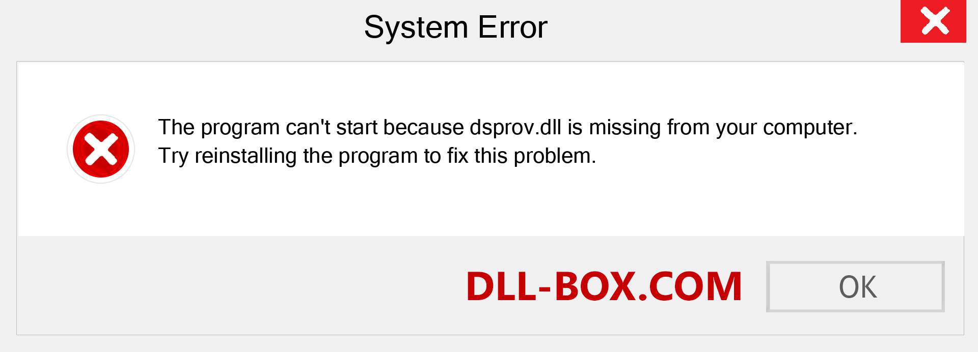  dsprov.dll file is missing?. Download for Windows 7, 8, 10 - Fix  dsprov dll Missing Error on Windows, photos, images
